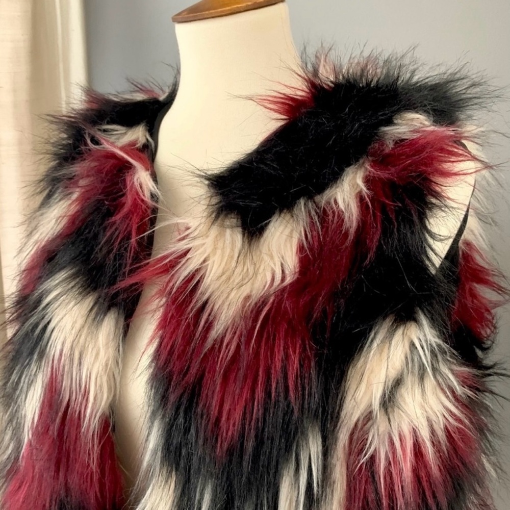 Fever multi color Faux Fur Vest with pockets.